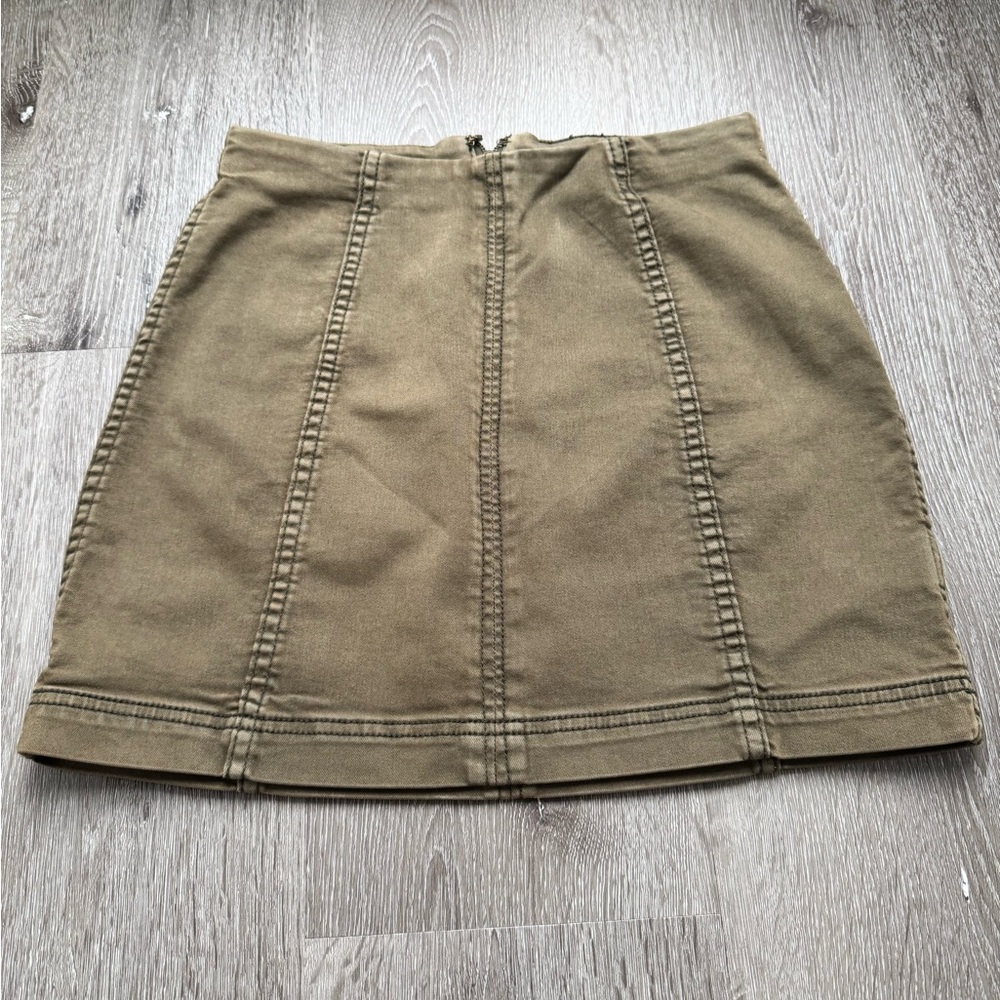 Free People Olive Green Utility Mini Skirt High Rise Cotton Size 2